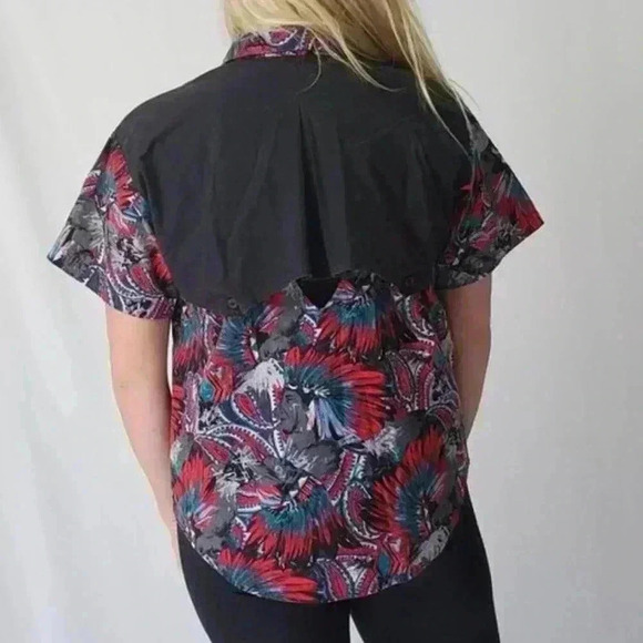 Vintage 90s Western Tribal Flyback Button Down Shirt - M - Picture 4 of 9